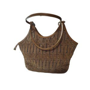 𝅺nine West Tan Woven Handbag - medium